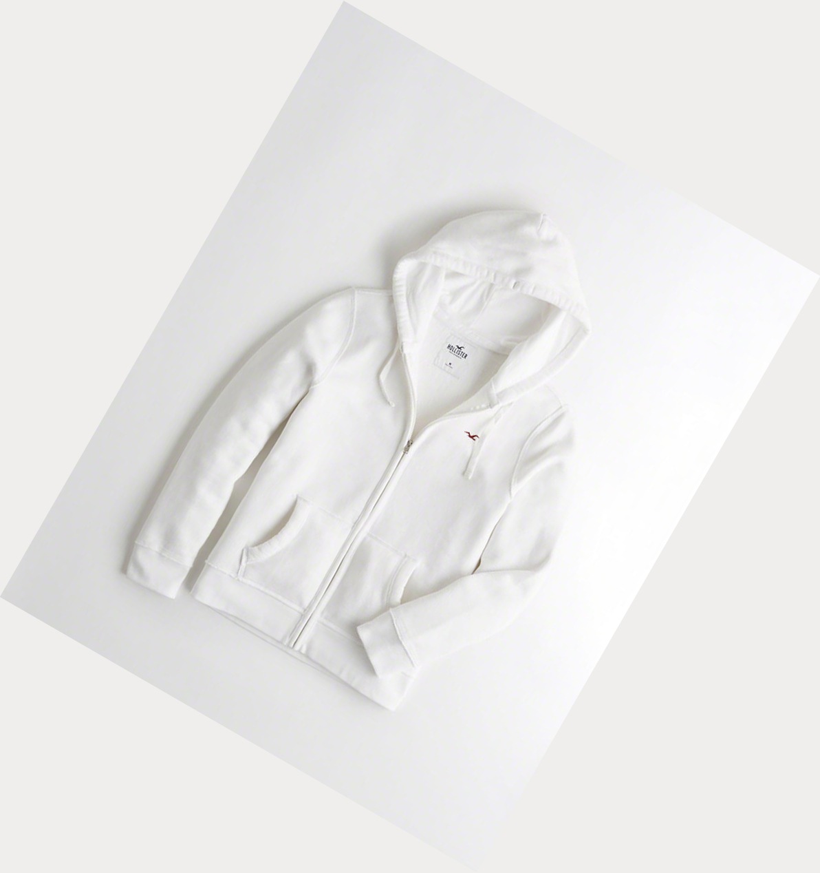 White Hollister Full-Zip Icon Men\'s Hoodie | ZA-KUHA109