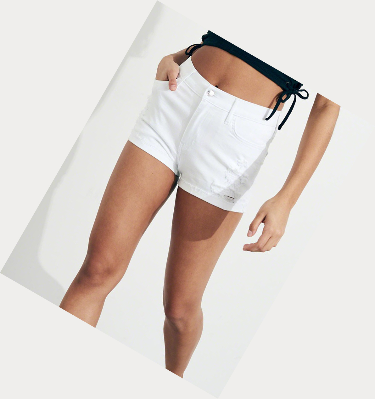 White Hollister High-Rise Denim Women's Shorts | ZA-JZDQ924