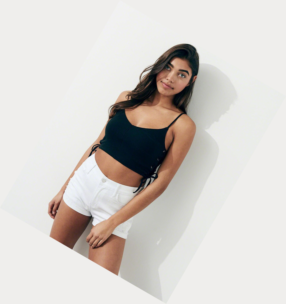 White Hollister High-Rise Denim Women's Shorts | ZA-JZDQ924