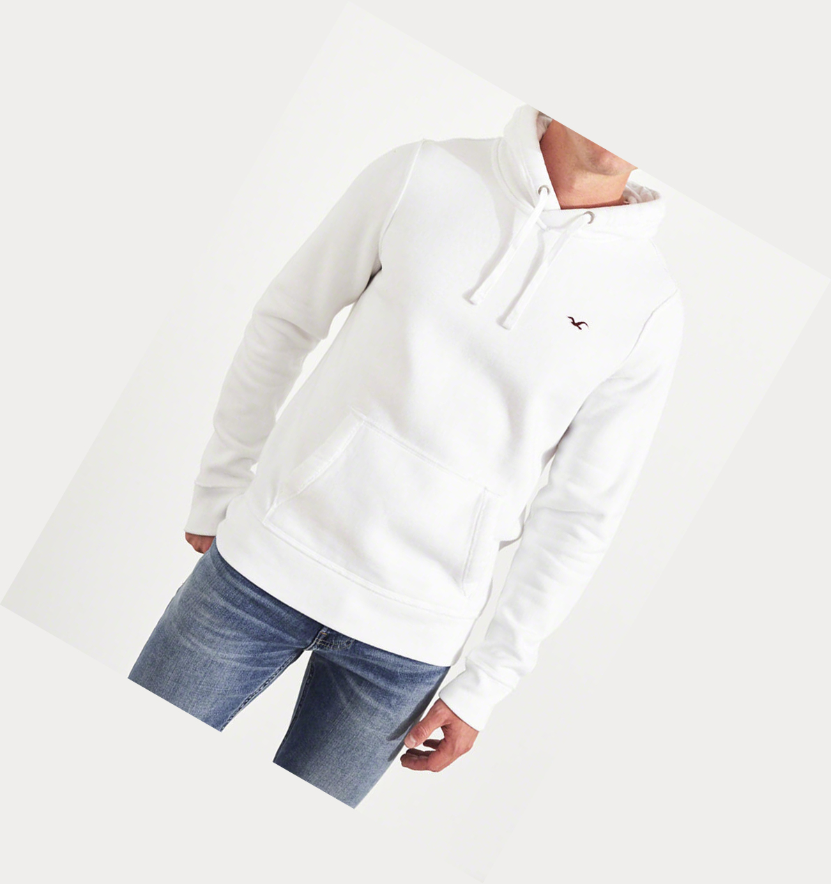 White Hollister Icon Men's Hoodie | ZA-DWEN073