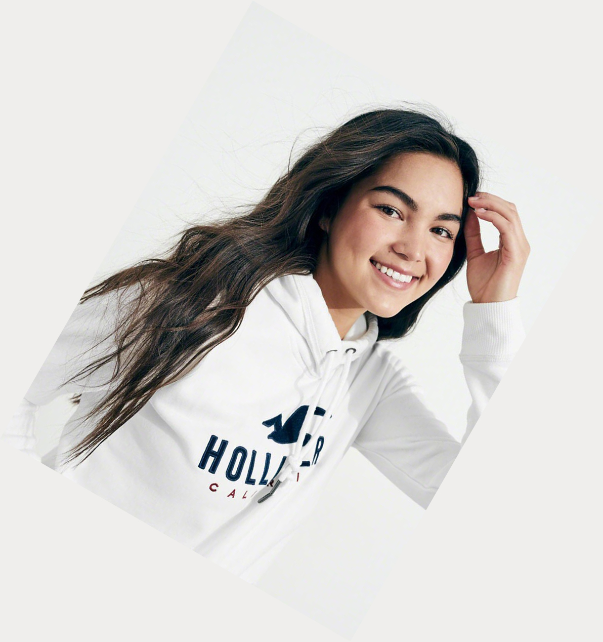 White Hollister Logo Graphic Women's Hoodie | ZA-EWDO095