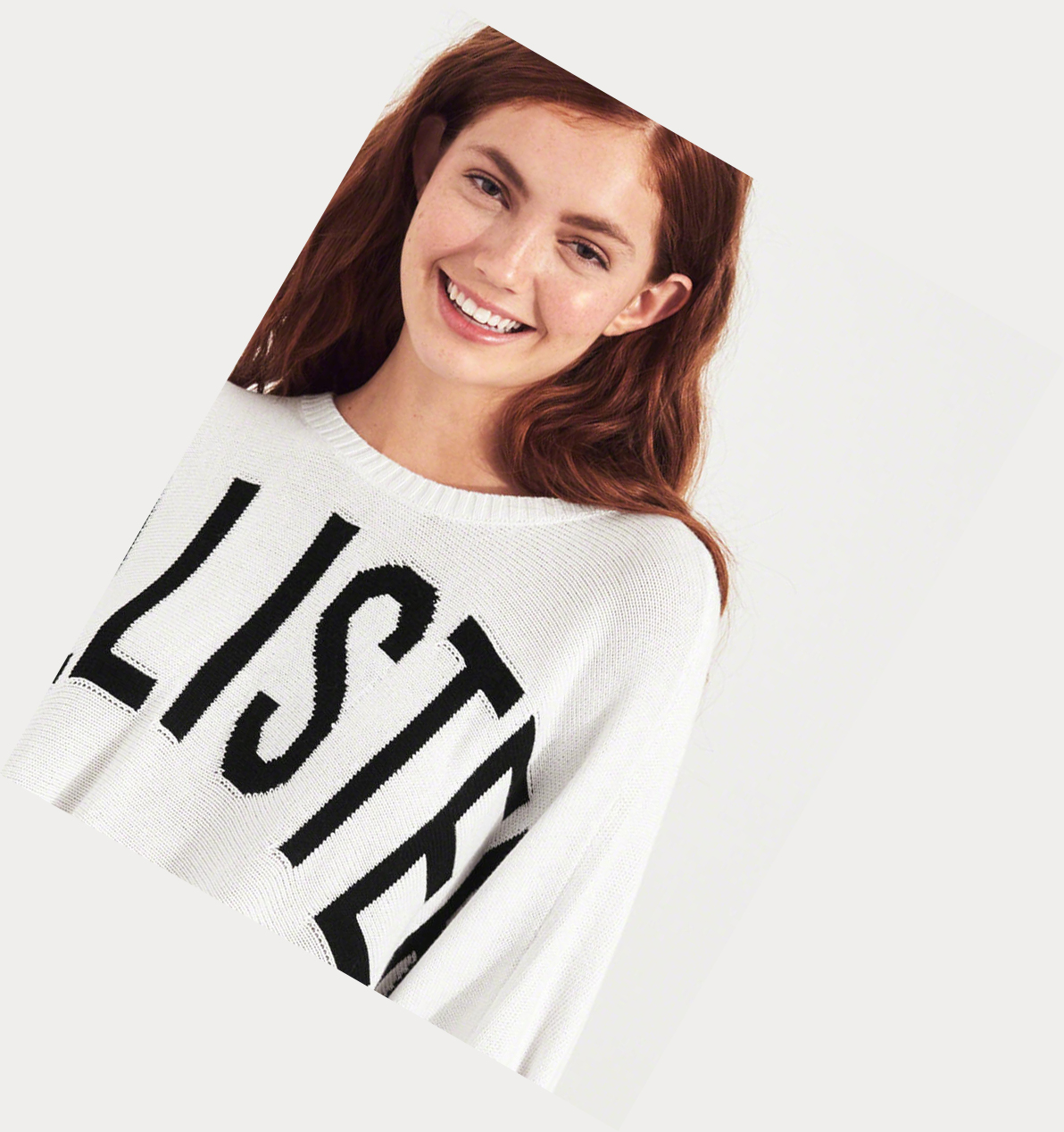 White Hollister Logo Oversized Women's Sweaters | ZA-PRDV286