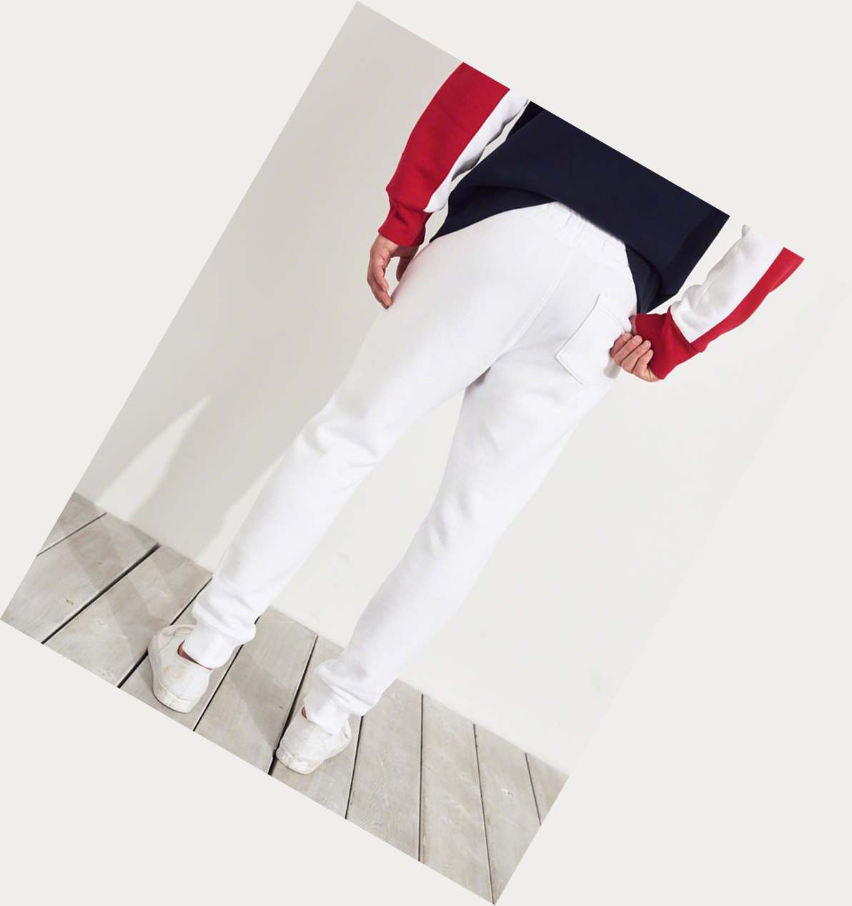 White Hollister Logo Skinny Fleece Men's Jogger | ZA-EGCQ576