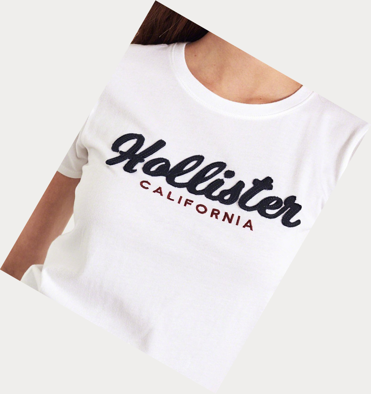 White Hollister Logo Women's Short Sleeve | ZA-ESGQ289