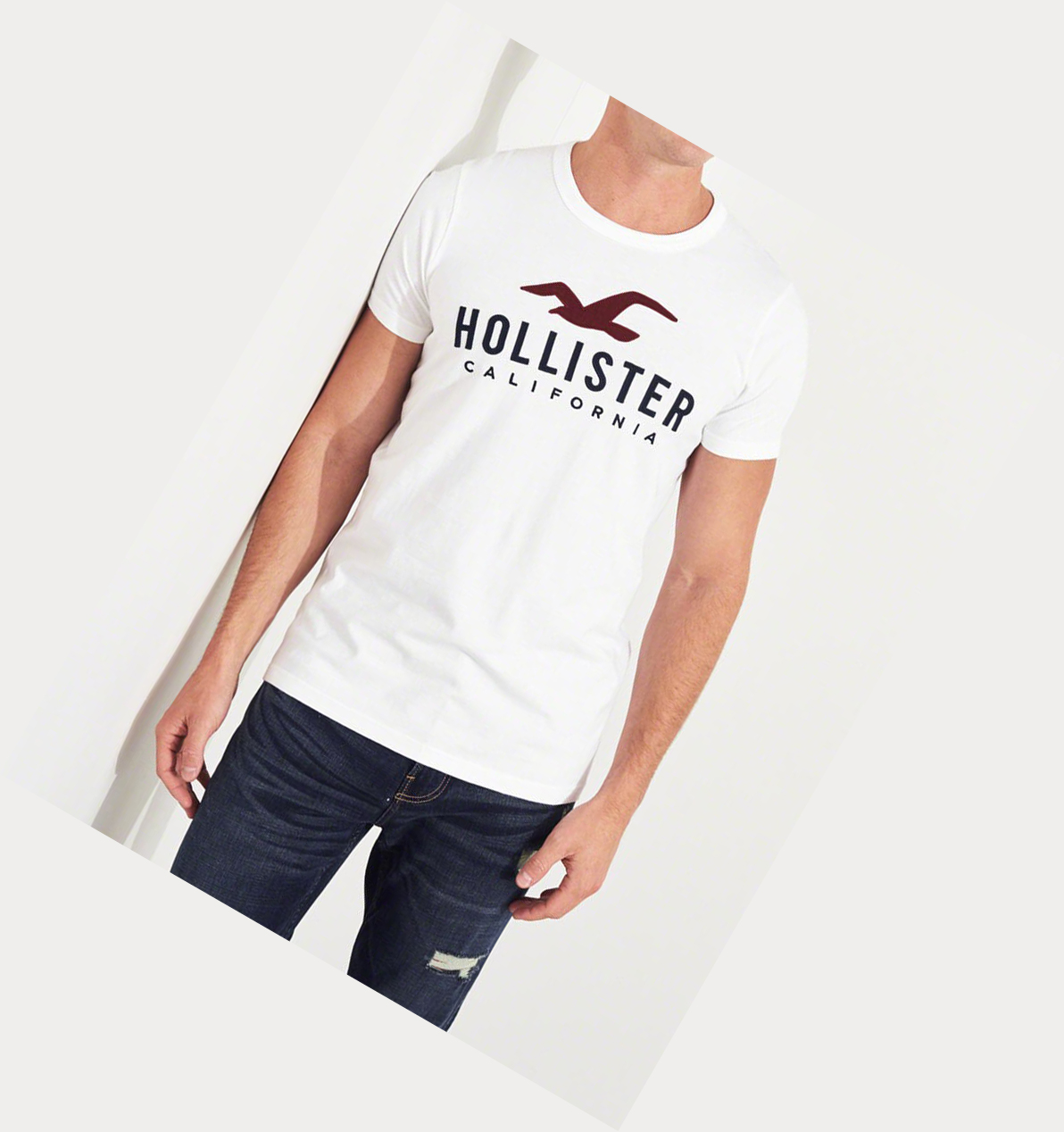 White Hollister Muscle Fit Men's Short Sleeve | ZA-EWHQ327