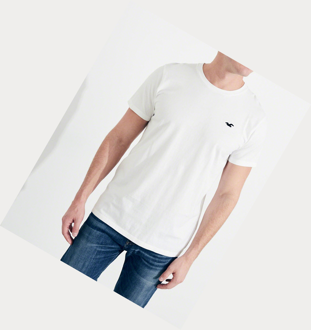 White Hollister Must-Have Crewneck Men's Short Sleeve | ZA-SBDN056