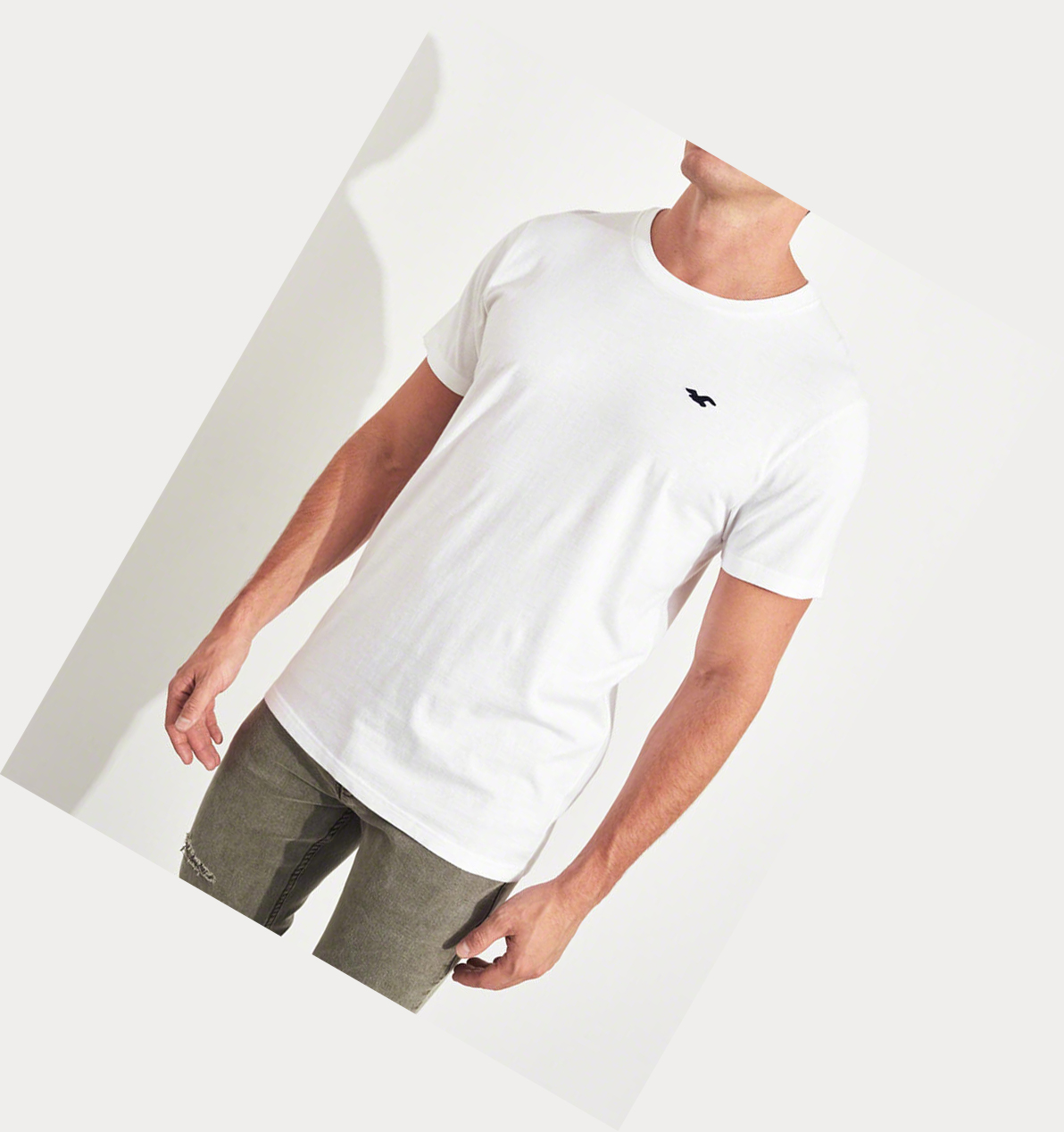 White Hollister Must-Have Crewneck Men's Short Sleeve | ZA-XYWO437