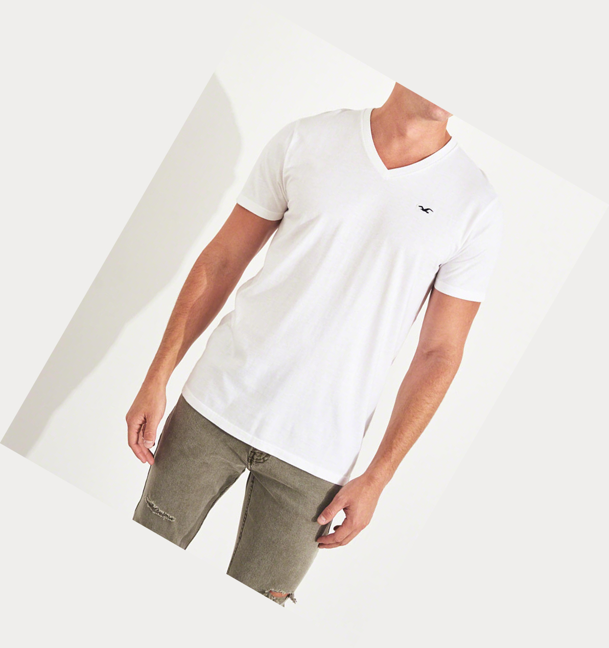 White Hollister Must-Have V-Neck Men's Short Sleeve | ZA-RPUY985