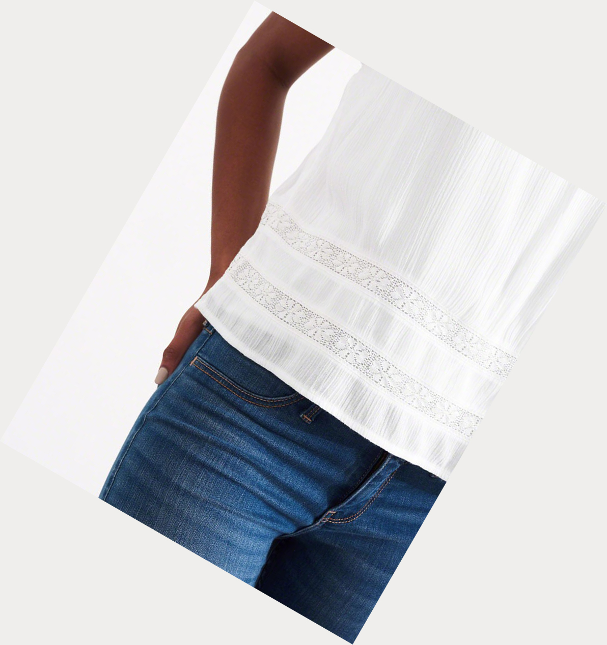 White Hollister Off-The-Shoulder Rayon Women's Short Sleeve | ZA-IOVQ829