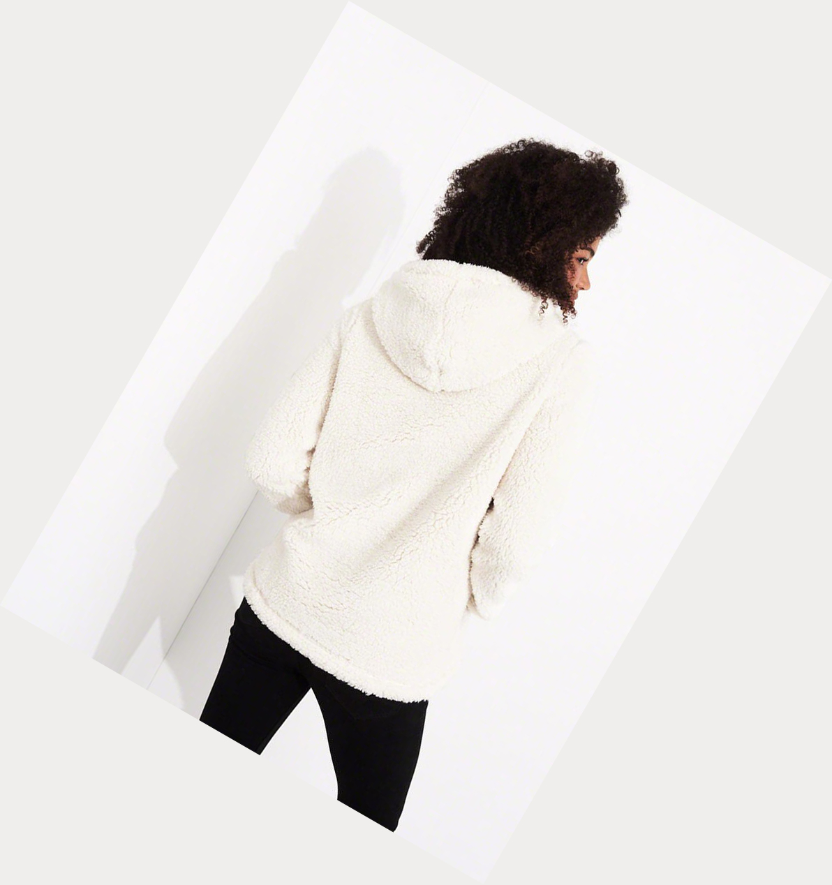 White Hollister Oversized Sherpa Women's Hoodie | ZA-OJNU260