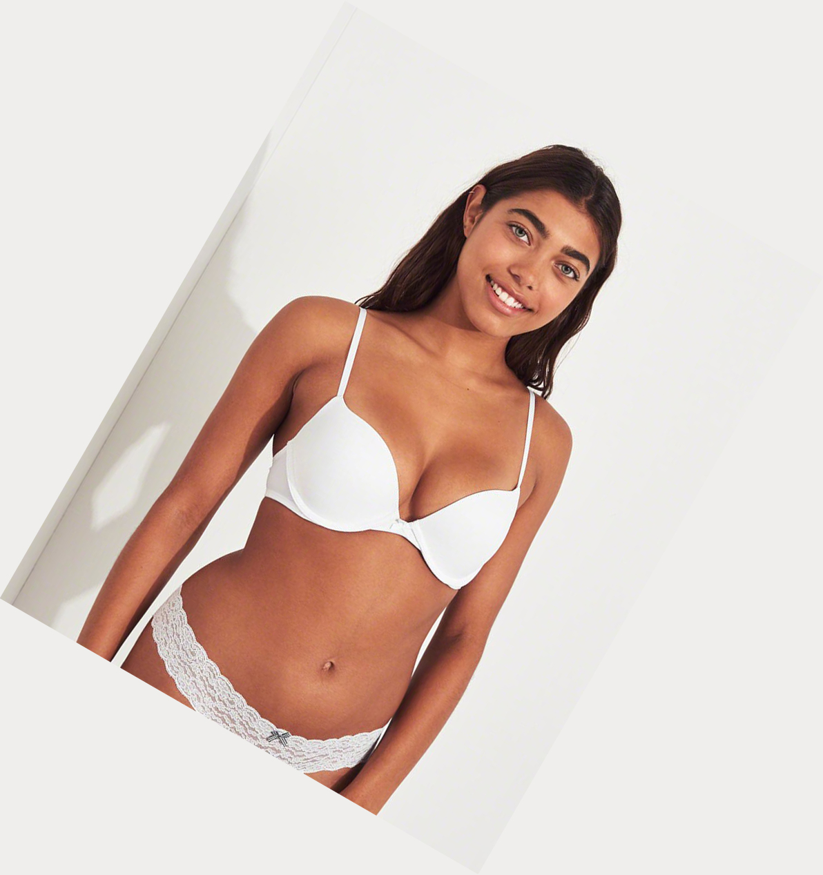 White Hollister Push-Up Plunge Women's Bras | ZA-KXSP425