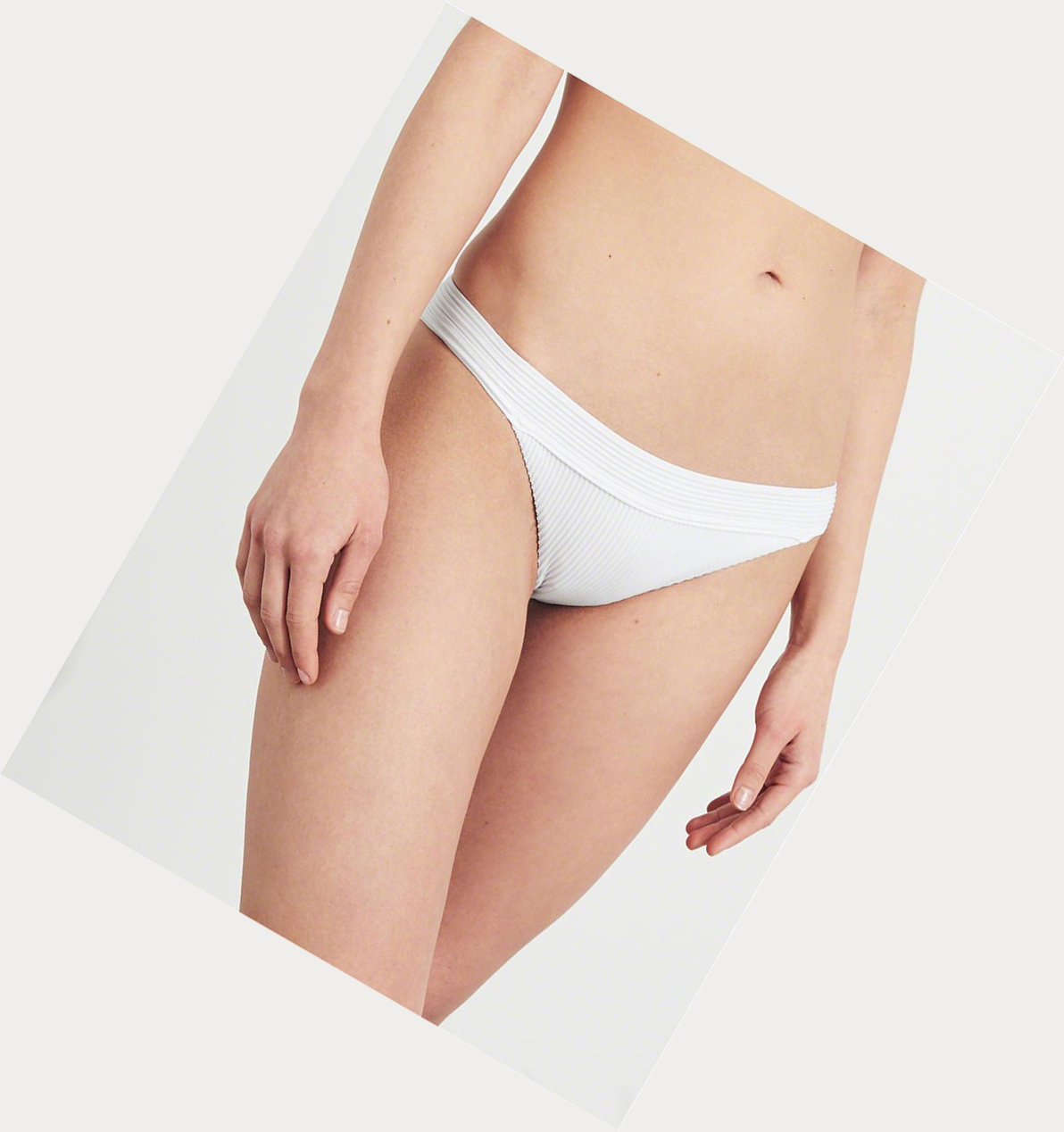 White Hollister Ribbed Women's Bikini Bottoms | ZA-MWNB907