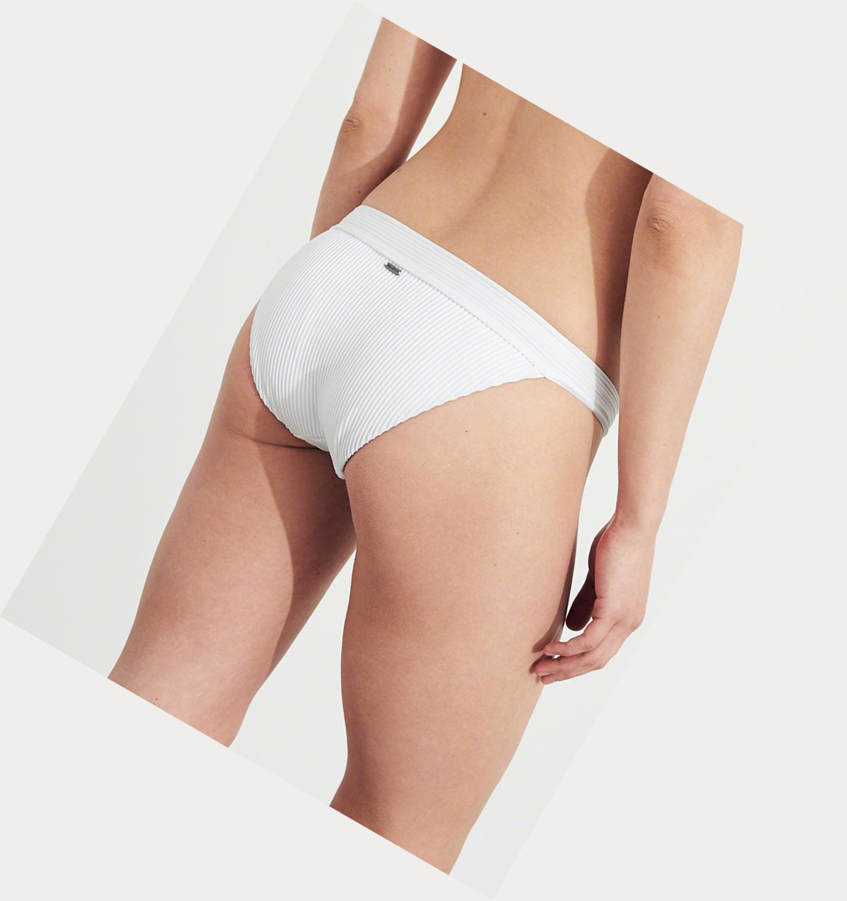 White Hollister Ribbed Women's Bikini Bottoms | ZA-MWNB907