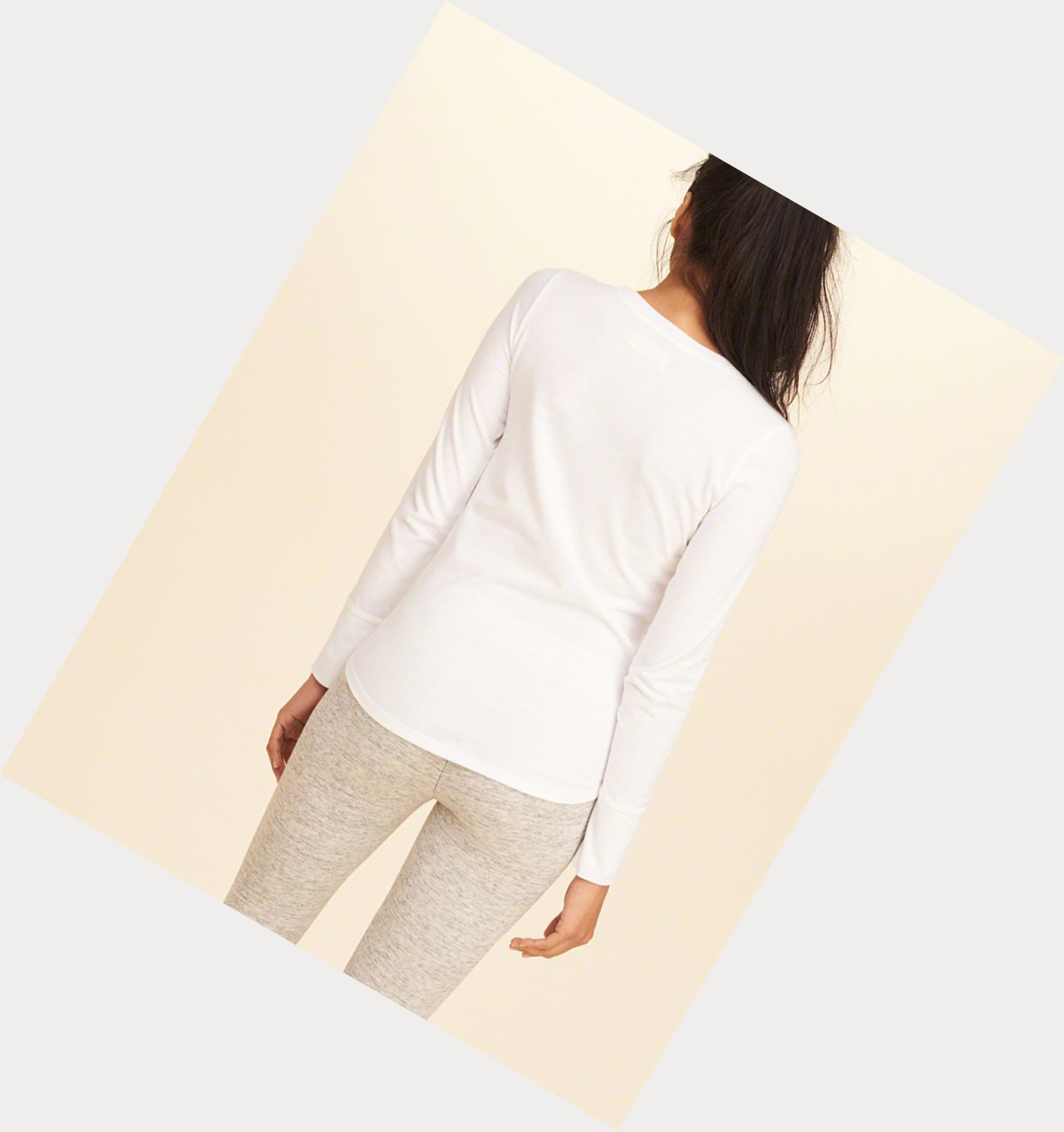 White Hollister Slim Crew Women's Long Sleeve | ZA-VYOJ537