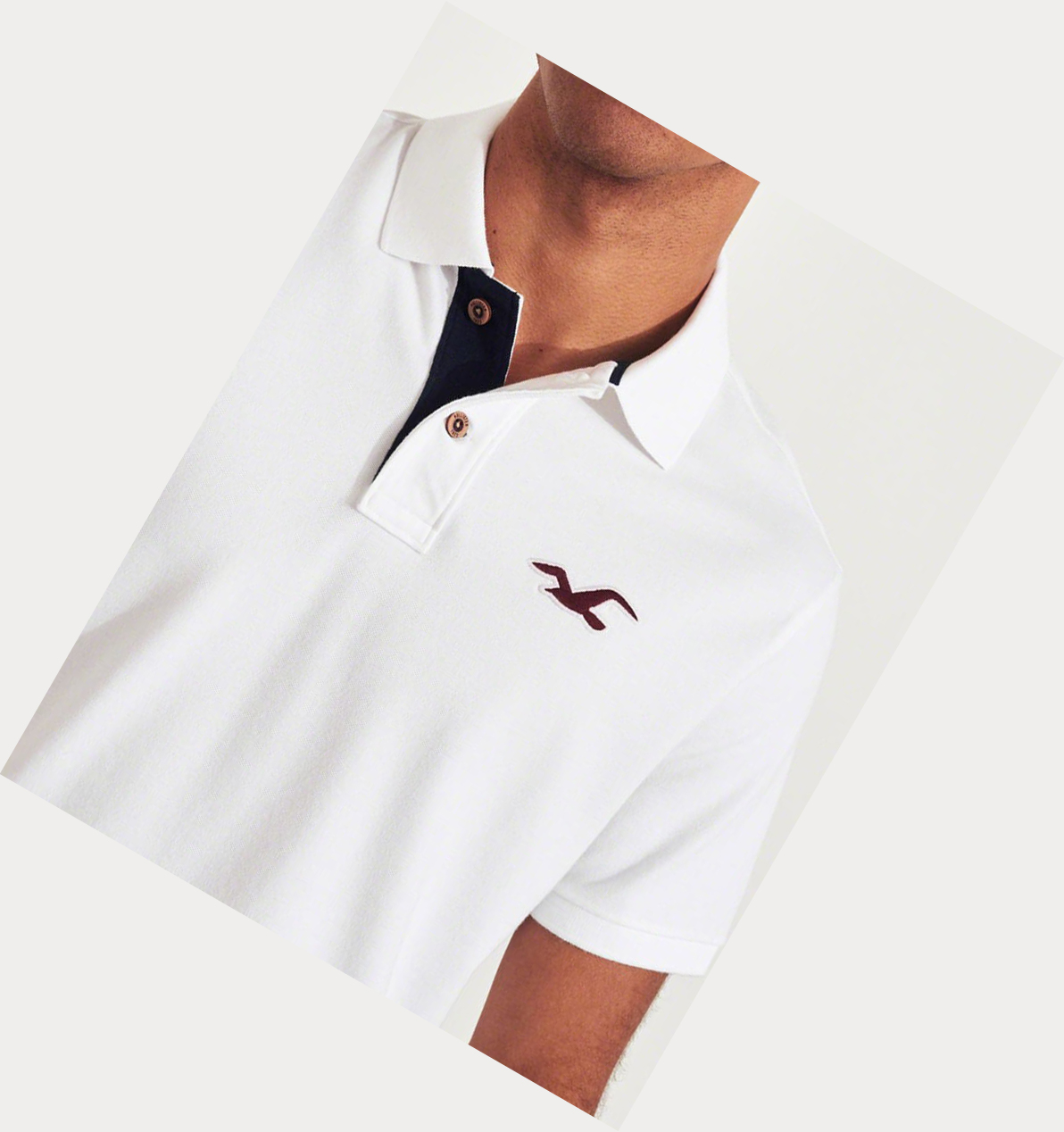 White Hollister Stretch Icon Men's Polo Shirts | ZA-VSRA532