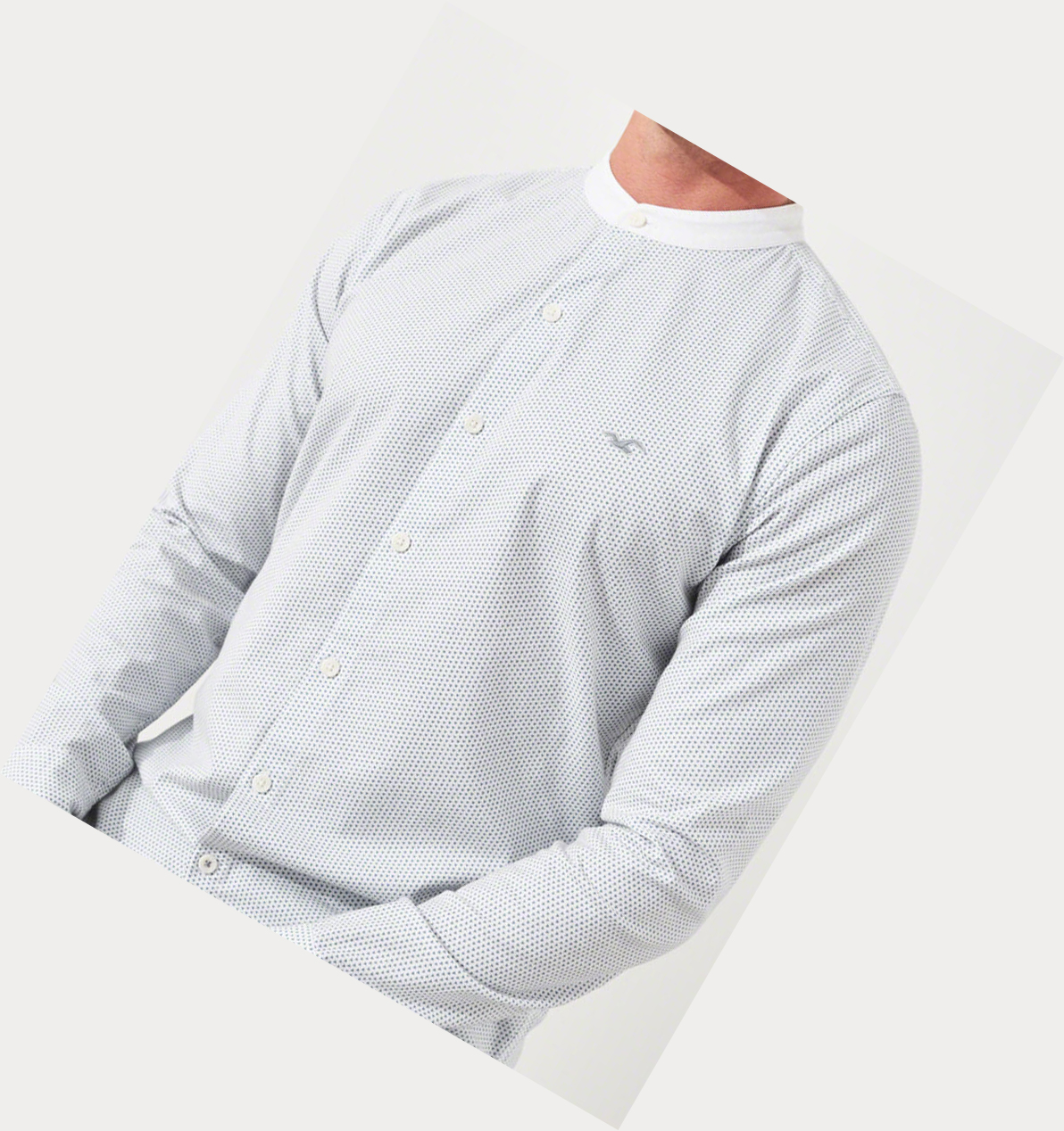 White Hollister Stretch Oxford Muscle Fit Men's Long Sleeve | ZA-ZSGQ408