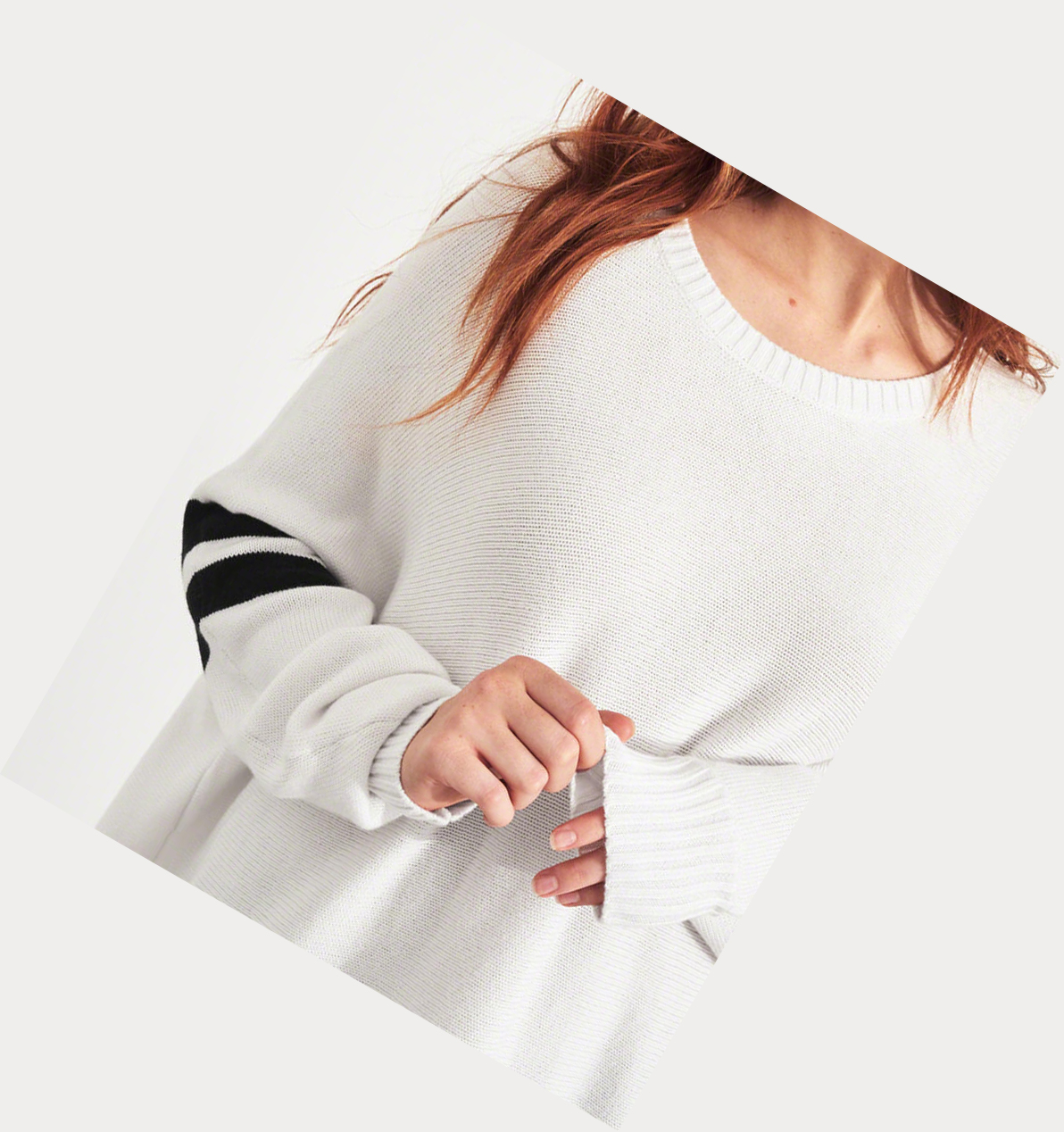 White Hollister Stripe Oversized Women's Sweaters | ZA-ERHP537