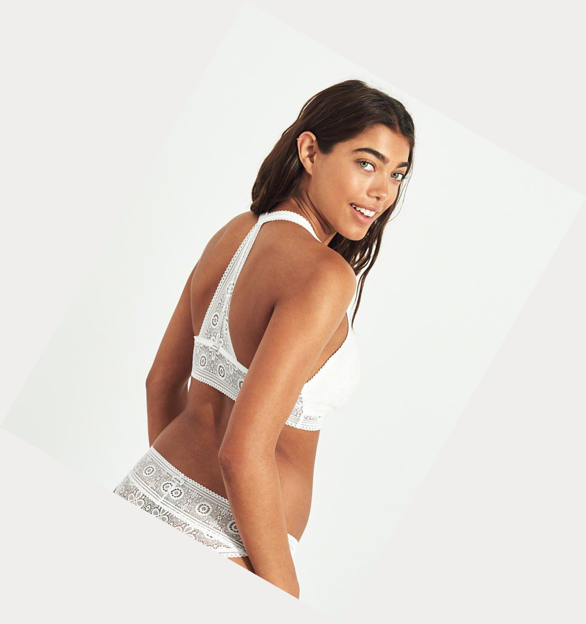 White Hollister T-Back Halter With Removable Pads Women's Bras | ZA-ERMS154