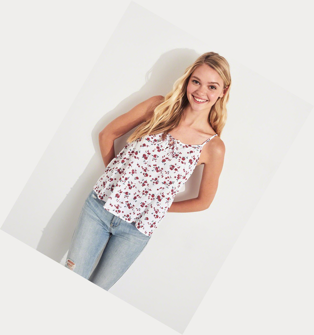 White Hollister Tie-Front Women's Tanks | ZA-ZVWU689