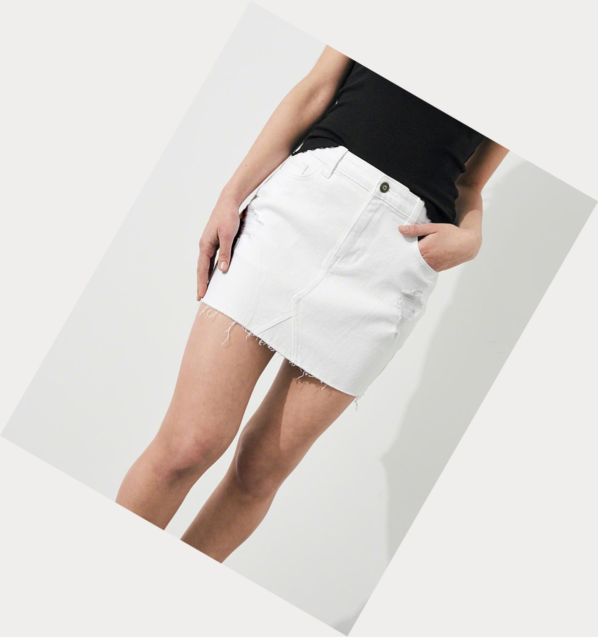 White Hollister Vintage Stretch High-Rise Denim Women's Skirts | ZA-QVMG438