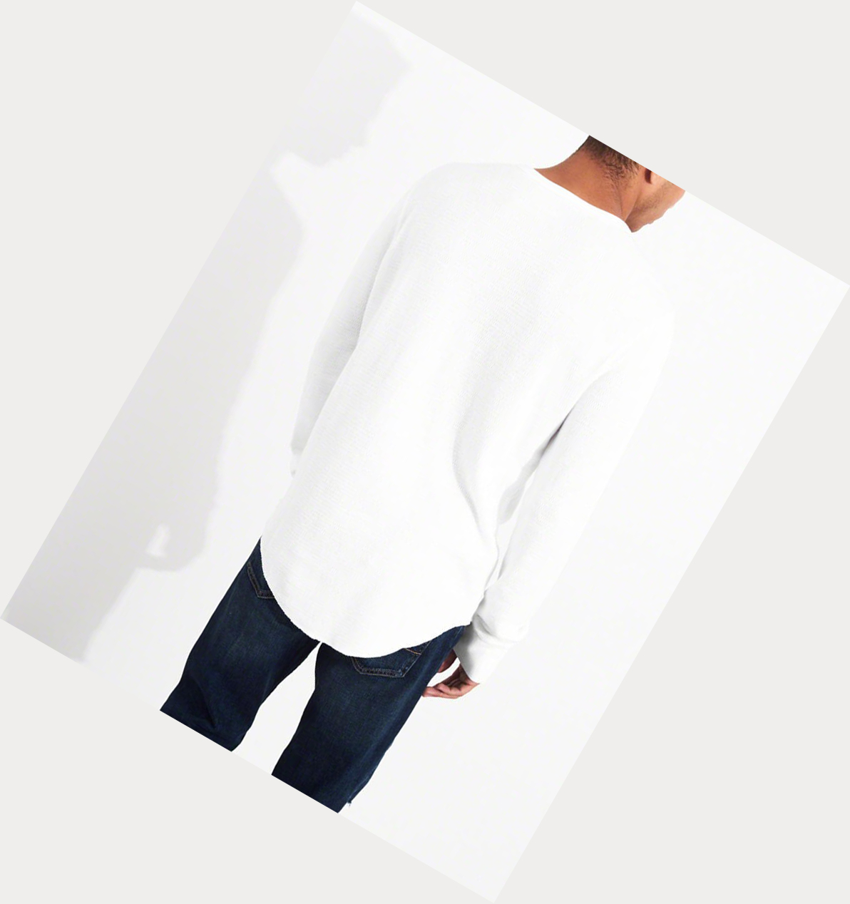 White Hollister Waffle Henley Men's Long Sleeve | ZA-NBHR851