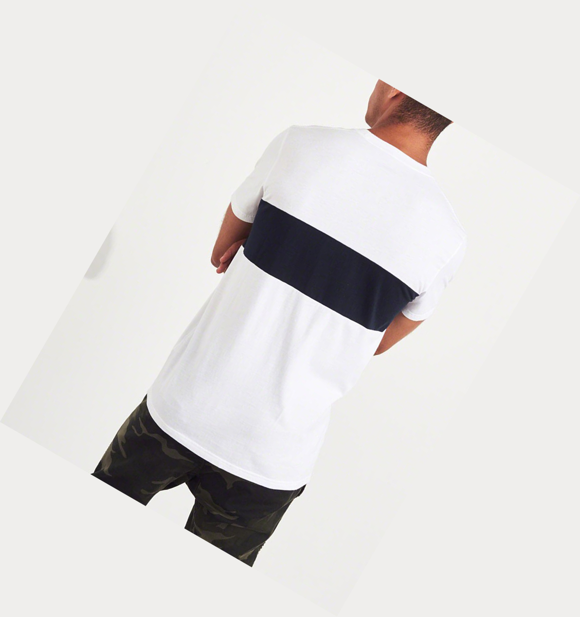 White Navy Hollister Colorblock Logo Men's Short Sleeve | ZA-XVMF708