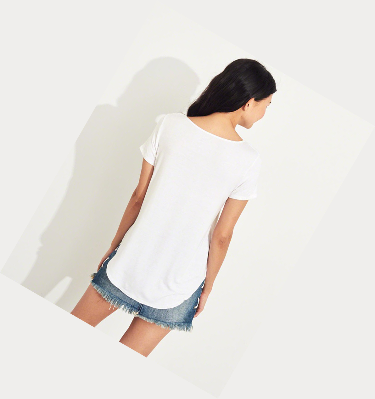 White Stripes Hollister Must-Have Easy Women's Short Sleeve | ZA-QFXE071