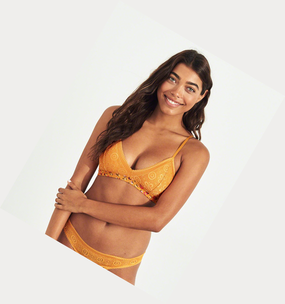 Yellow Hollister Lace Triangle With Removable Pads Women's Bras | ZA-JOQK174