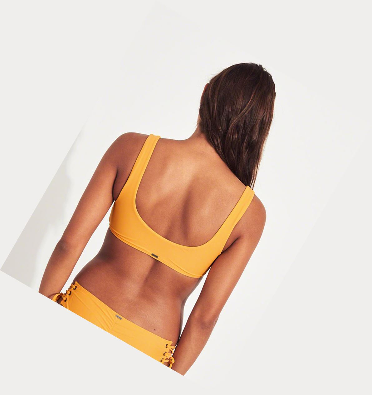 Yellow Hollister Lace-Up Scoop Women's Bikini Tops | ZA-YECW273