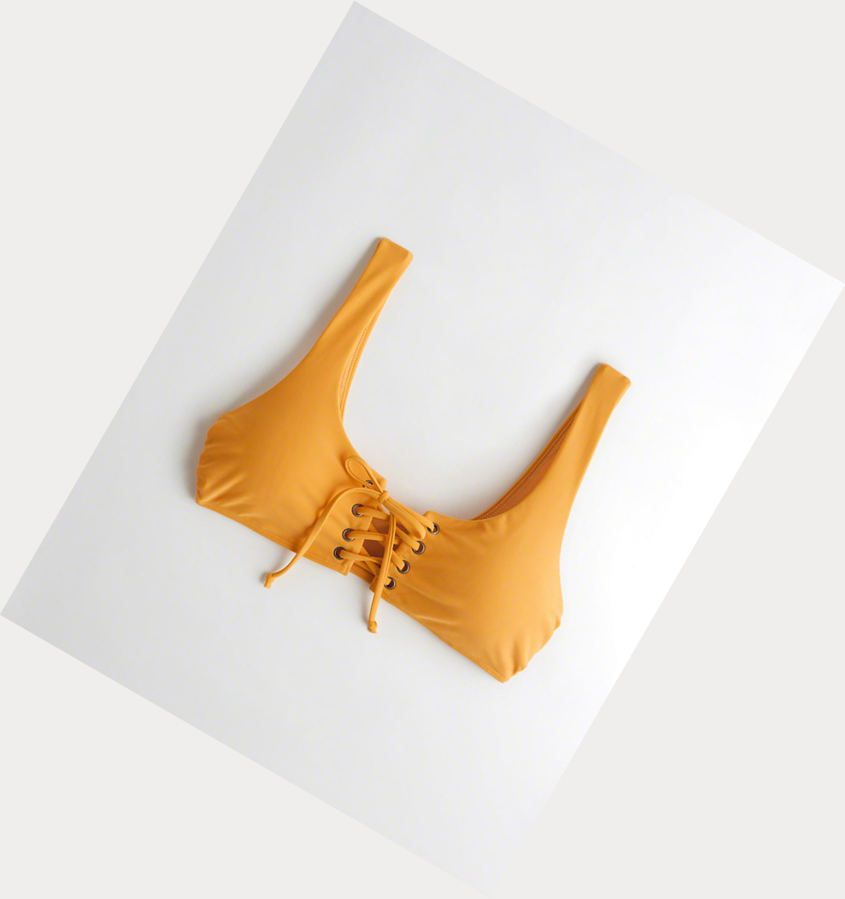 Yellow Hollister Lace-Up Scoop Women\'s Bikini Tops | ZA-YECW273