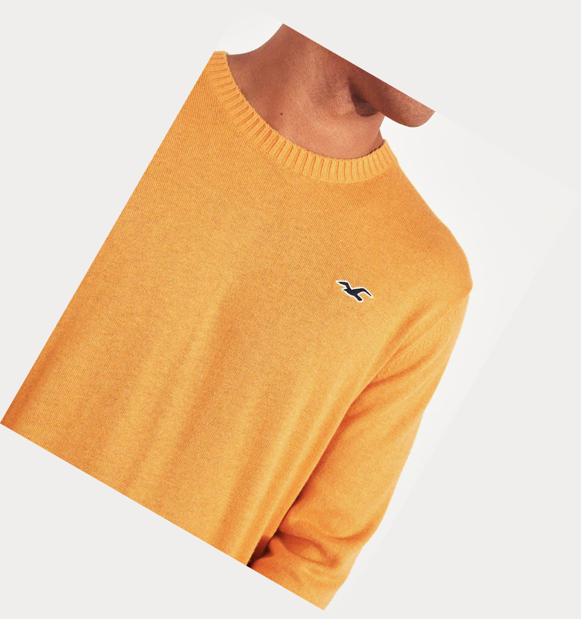 Yellow Hollister Lightweight Crewneck Men's Sweaters | ZA-JLPM643