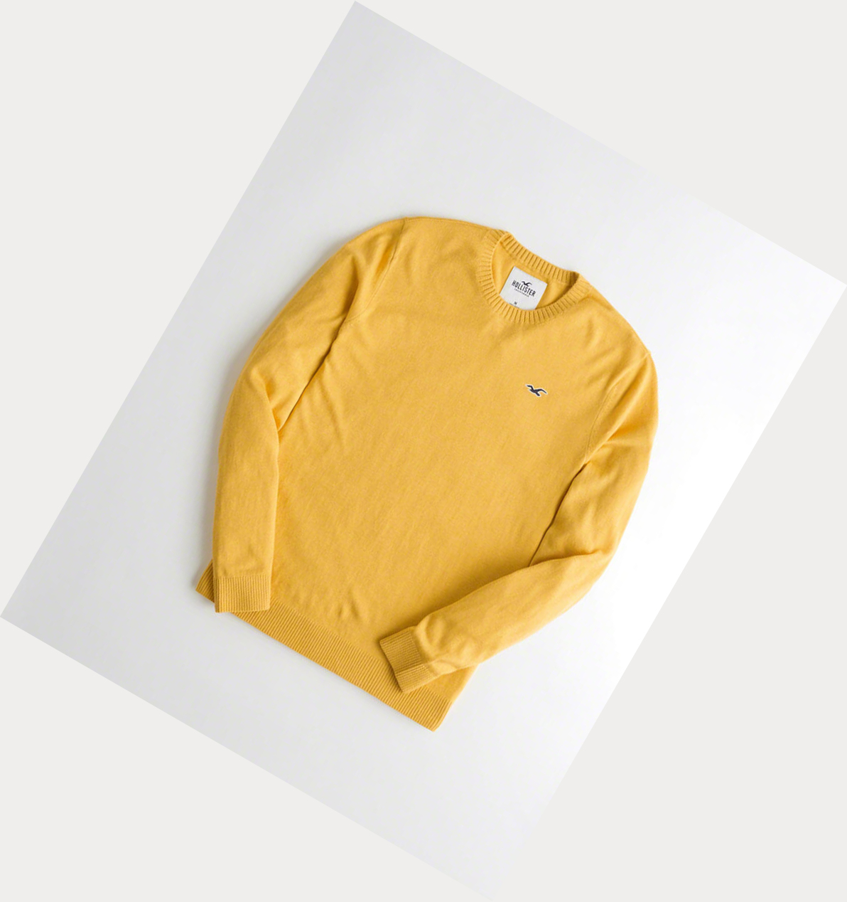 Yellow Hollister Lightweight Crewneck Men\'s Sweaters | ZA-VGYM572