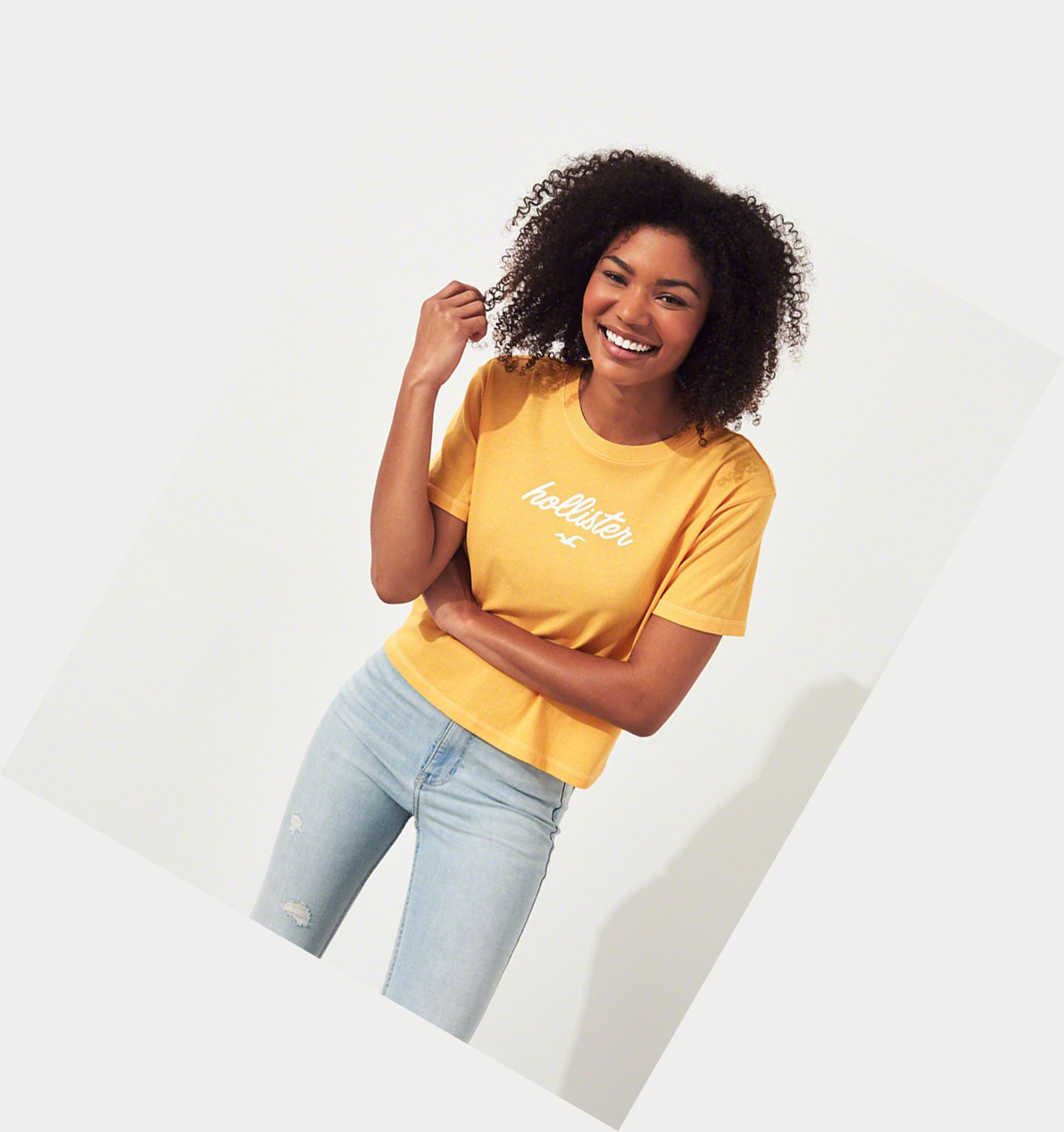 Yellow Hollister Logo Women's Short Sleeve | ZA-YBAQ258