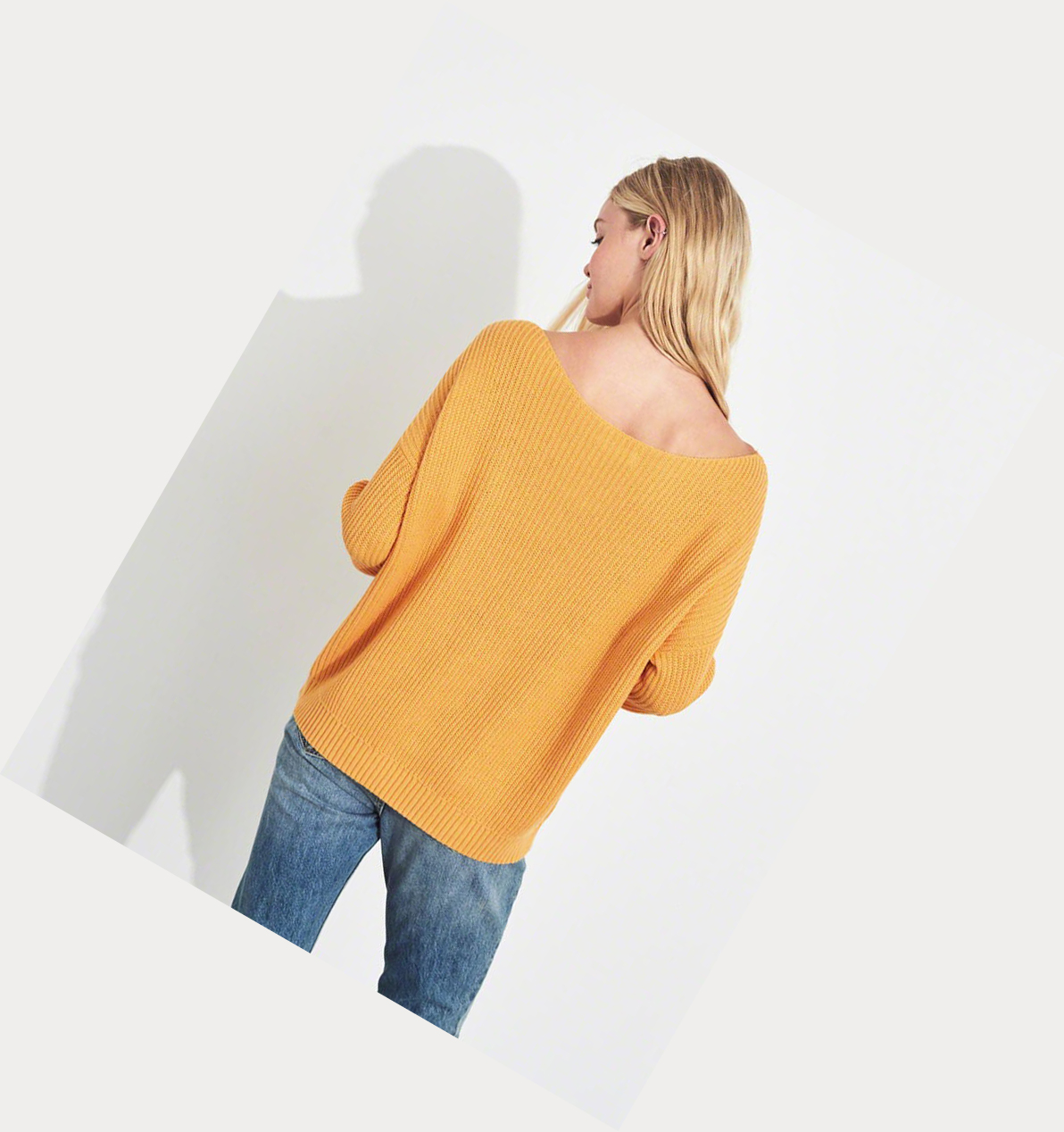 Yellow Hollister On Or Off The Shoulder Women's Sweaters | ZA-VSAR389