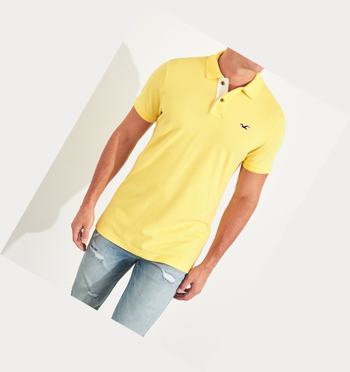 Yellow Hollister Stretch Icon Men's Polo Shirts | ZA-YAIC063