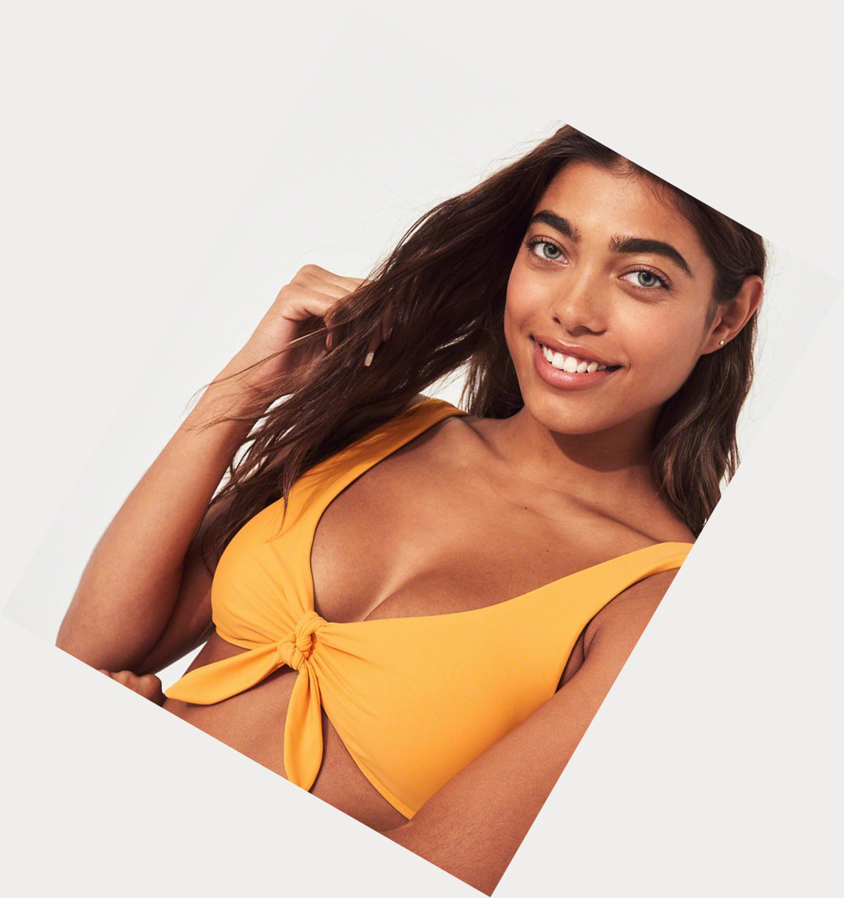 Yellow Hollister Tie-Front Scoop Women's Bikini Tops | ZA-WEOQ873